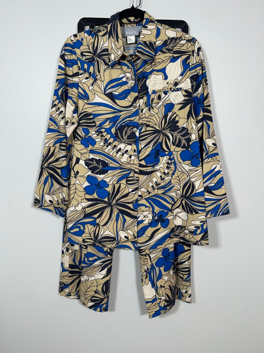 Vintage Back to Basix Silk Blend Pants Suit High Waist Wide Leg Sz M Lagenlook